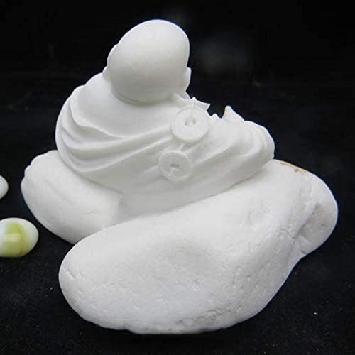 Sculptures de Bouddha riant artisanales en marbre blanc véritable