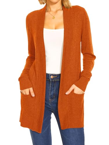 Image of Spicy Sandia Women's Basic Open Front Long Cardigan Sweaters with Pockets | Capsule Wardrobe Essentials, Early Fall 2026 Trendy