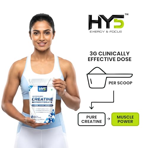 Image of HY5 Creatine Monohydrate Powder 100g | Micronized 200 Mesh | 100% Pure Unflavoured Creatine | 3g Per Serving | 33 Servings | Supports Strength, Power & Workout Performance