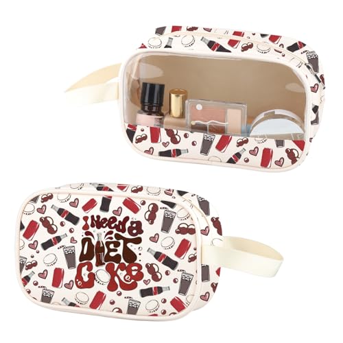 ZJXHPO Diet Drinks Clear Makeup Bag I Need A Diet Drinks PU Leather Cosmetic Bag Fizzy Drink PVC Toiletry Bag Soda Lover Gift (Need Diet PU)
