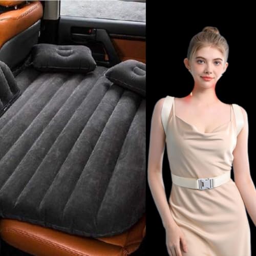 Image of Car Bed Sofa With Air Pump, 2 Air Pillows & Repair Kit |Quick Inflatable| Car Back Seat Bed for Baby, Kids, Travel, Camping, Pool Beach Universal Fit Car Bed Mattress Sleeping & Enjoyment (Black)
