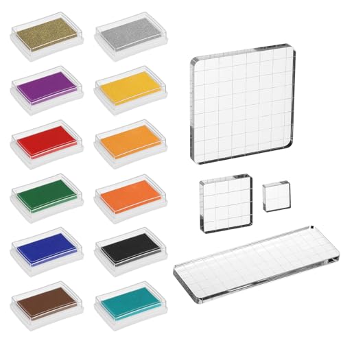 Tampon encre pour tampons en caoutchouc sans taches | Kit 12 couleurs lavables faciles à nettoyer