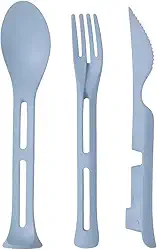 Kit De Talheres Reutilizável Portátil Em Fibra de Bambu Azul