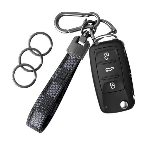 OHKYOOT Leather Car Key chain,Carabiner Clip Key Fob...