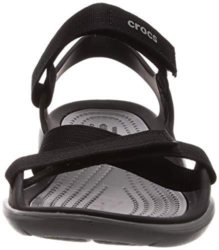 Image of Crocs Women's Swiftwater Webbing W Flat Sandal, Black, 6 M US