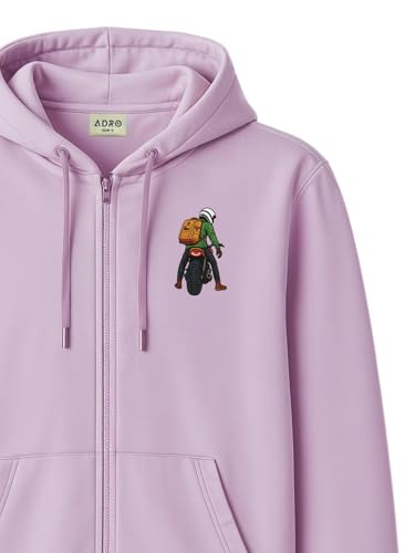 Image of ADRO Men's Regular Fit Zip-Up Hoodie for man | 320 GSM Cotton Poly Fleece Zipper Sweatshirt with Soft Fabric & Printed Hoodies