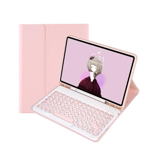 Teclado desmontable y funda de cuero para iPad Pro 11 2022 y 2021 con teclas redondas YSJX