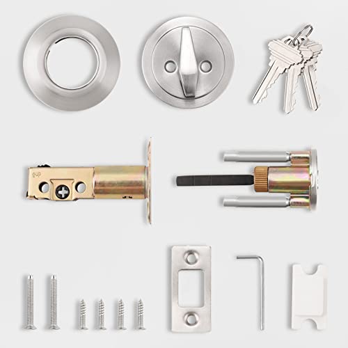Probrico (3 Pack Keyed Alike (Combo Packs) Single Cylinder Deadbolts Brushed Nickel, Keyway Keys Handleset, 3 Keys Anti-Theft Interior& Exterior Door Hardware (for Entrance Lock and Front Gate) by Probrico - Image 7