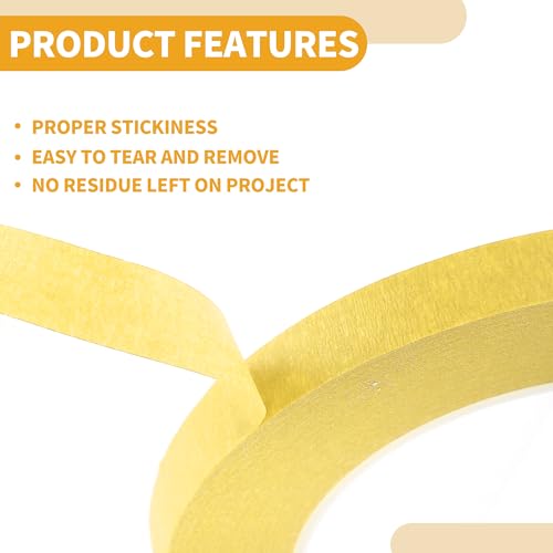 Image of 4 Pcs Painters Tape Masking Master Tape Easy Removal Yellow 0.3cm /0.5cm /1.0cm /1.2cm x 50m