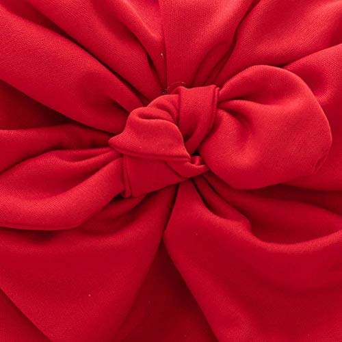 Touca Turbante Bebê Zoe Malha Gel Laço Vermelho