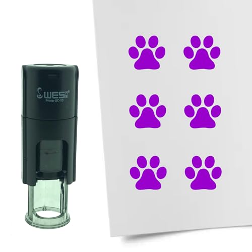 CombiCraft Selbstfärbender Stempel Pfote in Schwarz, 10mm rund - Ideal für Bulletjournals und Treuekarten