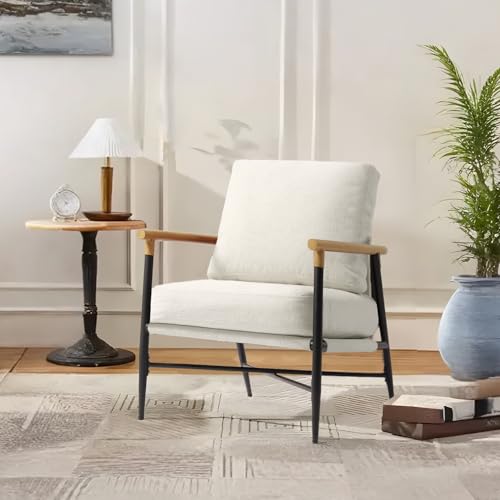 Sillón Chenille Beige con Estructura de Metal miniatura 3