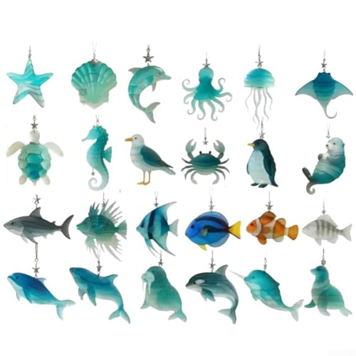 ZWEquipint Calendrier de l'Avent 2025 en verre de mer, compte à rebours de Noël sur le thème de 24 jours avec décoration en acrylique pour enfants (3) – vue 3
