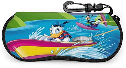 Preisvergleich Produktbild Donald Duck Goofy Brillenetui Sonnenbrille Softcase Ultraleichtes Neopren-Reißverschluss-Brillenetui mit Gürtelclip Multifunktionsbrillenetui
