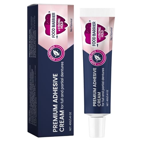 segura para dentaduras postizas, Pegamento seguro para dentaduras postizas: para dentaduras postizas de 40 g para un agarre seguro - Fijación fuerte todo el día, autoadhesiva