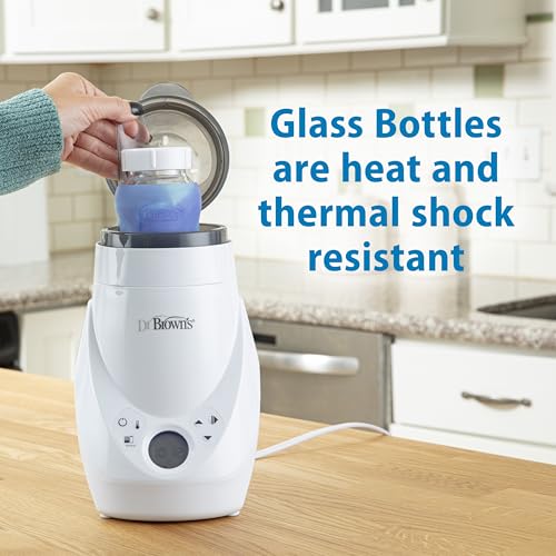 Dr. Brown's Natural Flow Anti-Colic Options+ Wide-Neck Glass Baby Bottle 5 oz/150 mL, with Level 1 Slow Flow Nipple, 1 Pack, 0m+