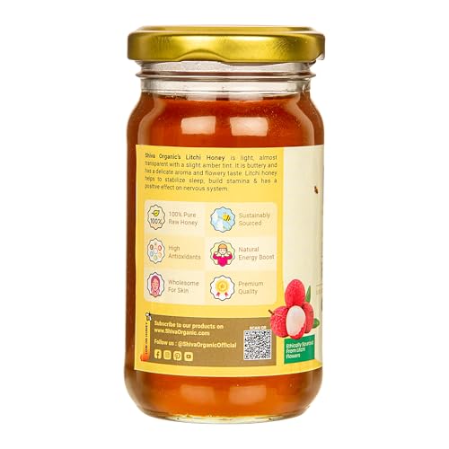 Image of Shiva Organic Raw Litchi Honey 250g | 100% Pure NMR Tested | Raw and Unprocessed