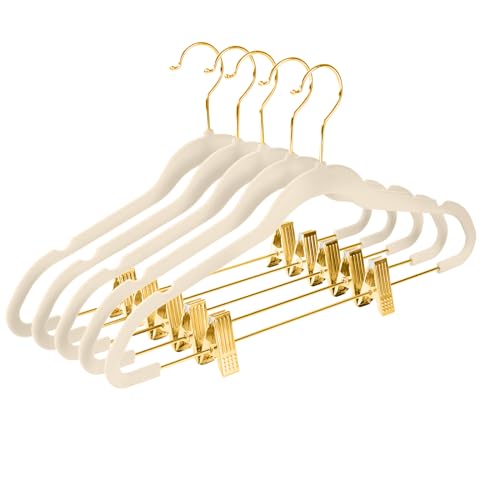 MIZGI Velvet Pants Hangers with Adjustable Clips, Pack of 20