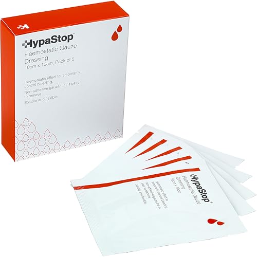 Safety First Aid Group HypaStop Pack of 5 Sterile Haemostatic Dressing Gauze - 10cm x 10cm
