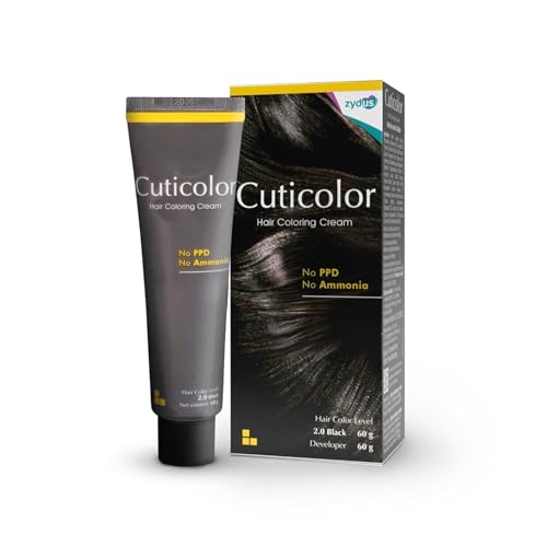 Cuticolor Permanent Hair Color Cream|Dr prescribed|Suitable for Sensitive Skin|Eco Mechanism for Preserving Scalp Health|No Ammonia|No PPD|Enriched with Portulaca & Boseivela Extracts(Black Pack of 1)