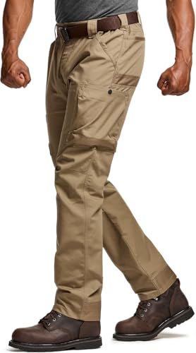 CQR Men's Quick Dry Work Pants, Water Resistant Outdoor Tactical Pants, Lightweight Stretch Cargo Hiking Pants