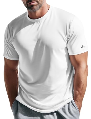 Zengjo Mens Running Shirts Quick Dry Lightweight Moisture Wicking Short Sleeve Gym Workout Athletic Tee
