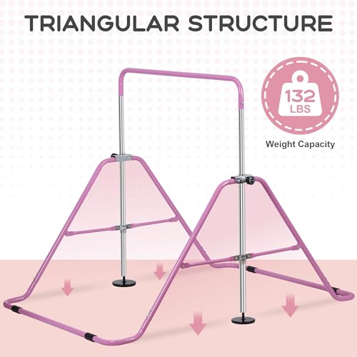 Nouva Expandable Gymnastics Bar for Kids - 5 Adjustable Heights Gymnastic Horizontal Bars Equipment Junior Training Bar Steady Steel Construction for Home, Gym Center