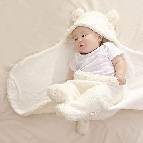 Newborn Baby Swaddle Blankets, Essential Thick Plush Sleeping Bag for Infants 0-6 Months Cute Bear Organic Newborn Swaddle Wrap-Girl Baby Boy Receiving Blanket
