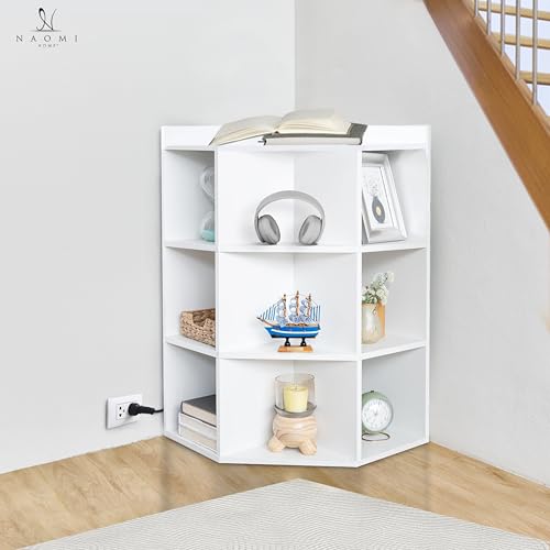 Naomi Home Dona Corner Cabinet Corner Shelf with USB Ports