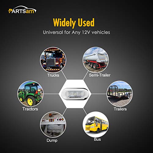 Partsam 10Pcs 3" Oblong Marine Boat Blue Led Courtesy Light, Night Fishing Lights, Cockpit Light, Transom Light, Deck Lights For Pontoon Yacht With Stainless Steel Bezel Sealed 12V Flush Mount #TOP7