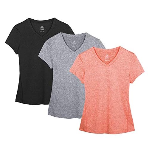 icyzone Workout Shirts Yoga Tops Activewear V-Neck T-Shirts for Women Running Fitness Sports Short Sleeve Tees