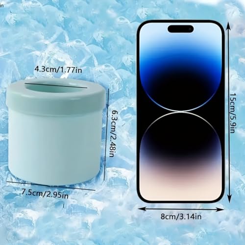 Molde cilíndrico de silicona para cubitos de hielo azul 4 piezas miniatura 3