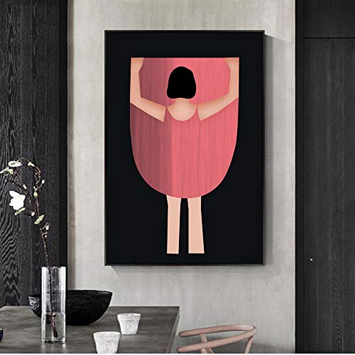 Cuadro de chica con falda roja en lienzo para decoración de salón de Onlymygod1 2