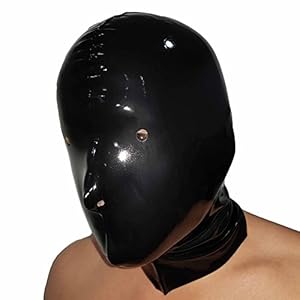 Zwart latex rubberen kap masker (één maat)
