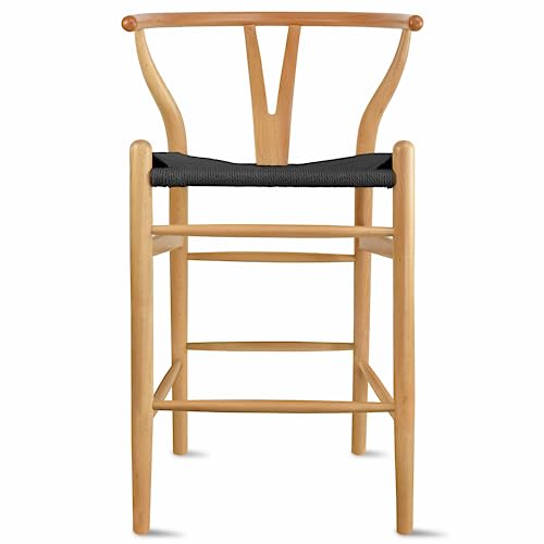 2xhome Wishbone Counter Height Barstool with Woven Paper Cord Seat