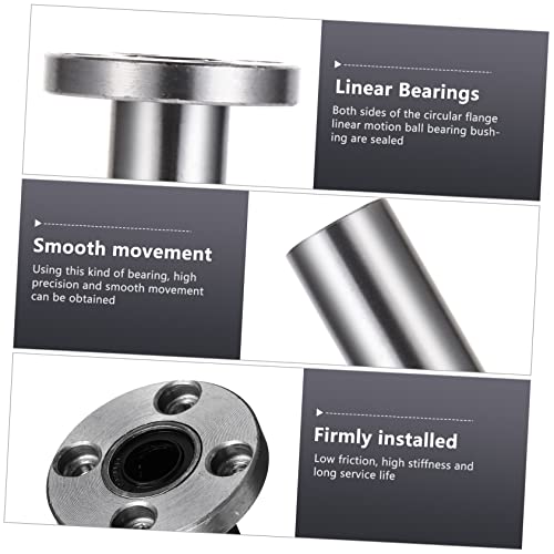 Topperfun RQGVN3E9V4P59ZI21609KCB 2Pcs Linear Bearings Machine Bearings Linear Roller Bearings Long Flange Bearings Lm8Uu Bearings Round Bearings Flange Bearing Rail Ball Bearings Bearing Steel Material Silver thumb #3