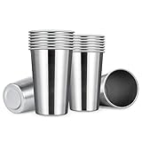 MEWAY 16 Pack 16oz Stainless Steel Pint Cup,Healthy Unbreakable and Stackable,Metal Drinking Glasses for Adults