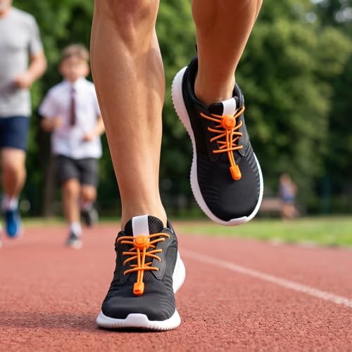Image of RJ-Sport Tieless Elastic Shoe Laces - Heavy Duty No Tie Shoelaces for Kids and Adult with Strong Lock and Speed Shoestrings
