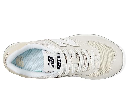 Image of New Balance Unisex 574 V2 Familiar Ground Sneaker,White /Grey,Men 4.5 / Women 6