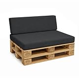 POKAR Palettenkissen Palettenauflagen mit abnehmbarem Bezug Palettenmöbel Palettensofa 2er Set: Sitzkissen 120x80 + Rückenlehne 120x40, Anthrazit