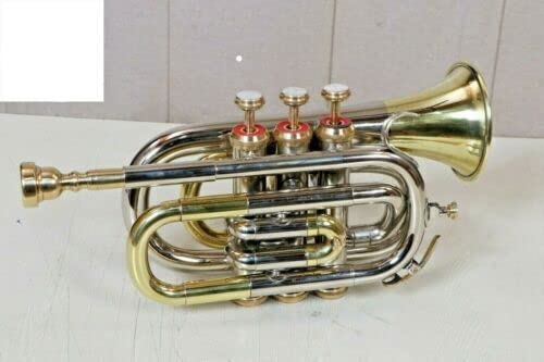 Great Pocket Trumpet Nickel And Brass Bb Pitch With Hard Case Bag And Mouthpiece #TOP30