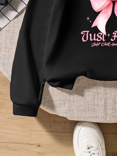 Girl's Bow Graphic Long Sleeve Hoodie Hooded Neck Casual Sweatshirt Pullover Tops4