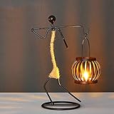 Houchu Nordic Metal Candlestick Abstract Character Sculpture Candle Holder Vintage Candlestic Iron Stand Handmade Home Decoration Art Gift(F)