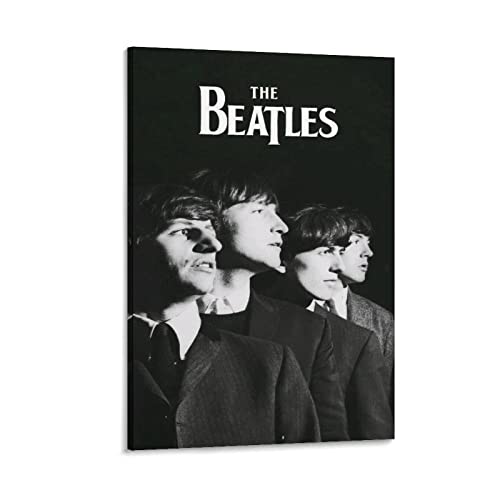 JMUNG Poster décoratif sur toile The Beatles – Noir et blanc – 50 x 75 cm - Les Beatles, Paul McCartney, John Lennon, RIngo Starr, George Harrison JMUNG Poster décoratif sur toile The Beatles - Noir et blanc - 50 x 75 cm