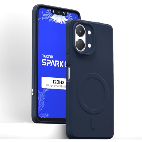 Image of Pikkme Back Cover for Tecno Spark Go 3 Soft Matte Silicone Mag-Safe Design (Mag-Safe Not Support) Camera Protection | Slim Fit Bumper Cover (Blue)