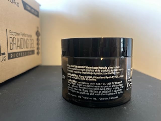 Miniatura 2 de Style Factor Edge Booster HIDEOUT Pomada a base de agua de 3.38 onzas, oscurece las canas con fuerte sujeción y alto brillo (negro natural)