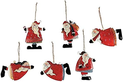 Fun Express Tin Santa Christmas Ornaments | 1-Pack, 12 Total Count | Great for Holiday Celebrations, Themed Parties, and Home Decoration