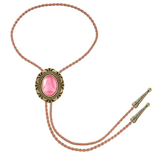 Image of GelConnie Native American Bolo Tie Rodeo Cowboy Leather Necktie Western Necklace Costume Accessories for Men,Women