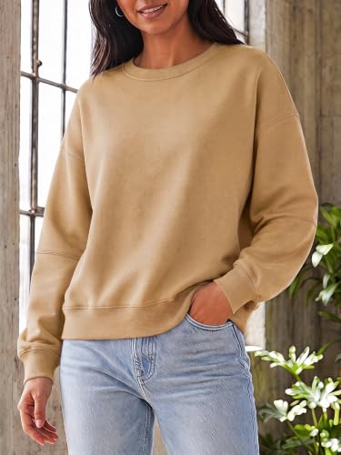 Flowyair Womens Crewneck Sweatshirt Casual Long Sleeve Fleece Pullover Tops — view 4
