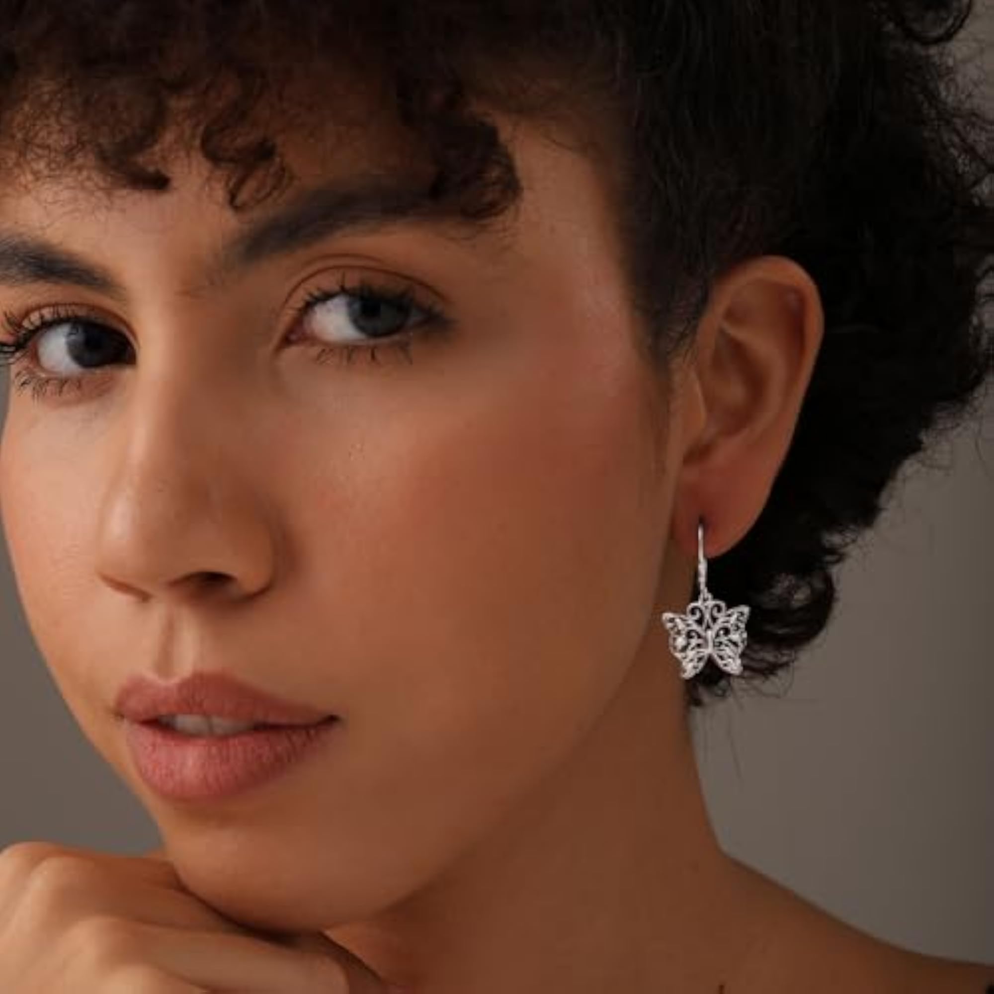 Women's 925 Sterling Silver Butterfly Drop Dangle Earrings, 32MM